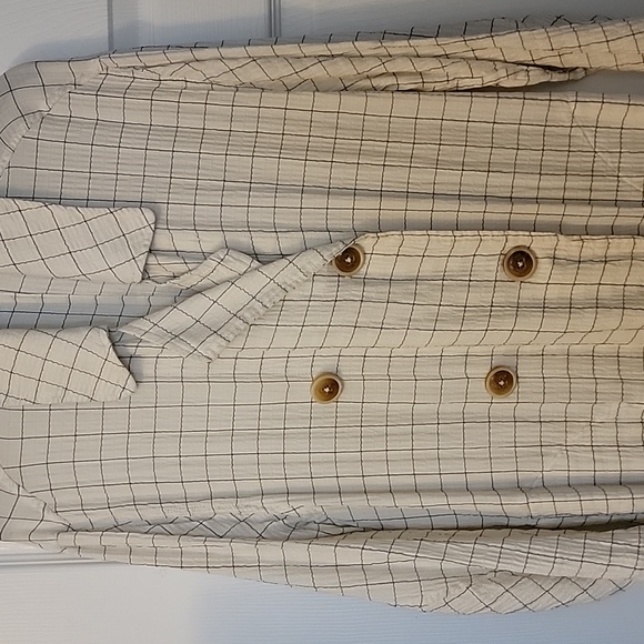 Free People lightweight check duster/trench coat - Picture 2 of 10